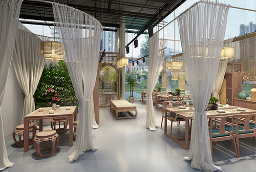 平谷200平禅意中式风格奶茶咖啡店装修设计效果图