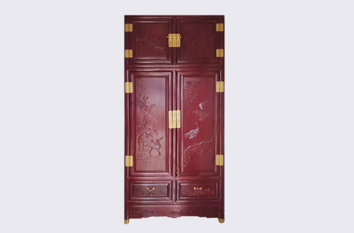 平谷高端中式家居装修深红色纯实木衣柜