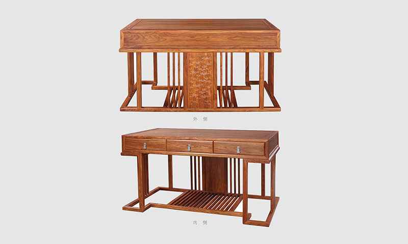 平谷 别墅中式家居书房装修实木书桌效果图
